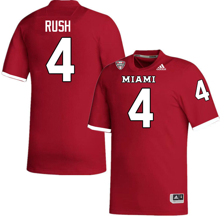 Miami University Redhawks #4 TJ Rush College Football Jerseys Stitched-Red